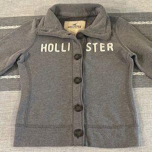 Hollister Y2K Grey Button-Up Collared Sweatshirt Size XS Juniors